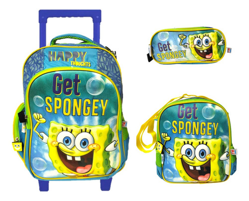 Kit Mochila Lonchera Y Lapicera Bob Esponja Primaria Vs1433