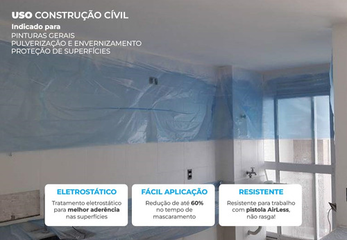 Filme Mascaramento Eletrostático Com Fita Adesiva 2,1m X 20m