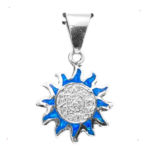 Dije Sol Calendario Azteca Azul Opalo Plata 925 Con Envio