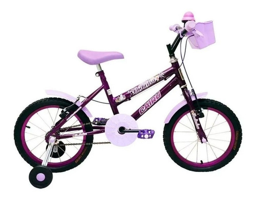 Bicicleta  de passeio infantil Cairu Fadinha aro 16 freios v-brakes cor roxo com rodas de treinamento