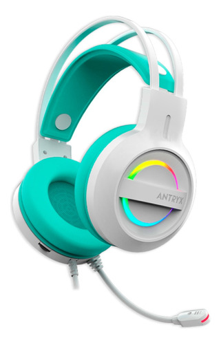 Audifono Gamer Antryx Iris-w Turquesa 7.1 Virtual Usb Rgb