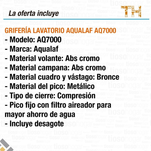Imagen 5 de 10 de Lavatorio Aqualaf 7000 Baño Vanitory Metalica Cromada Filtro