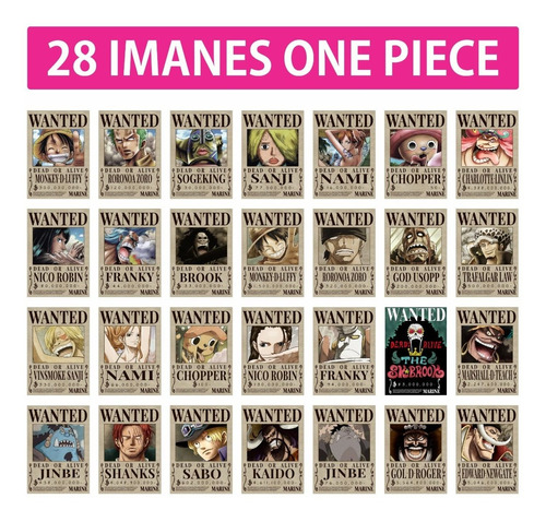 Imagen 1 de 4 de Imanes Wanted Mugiwara X 28 One Piece - Animeras