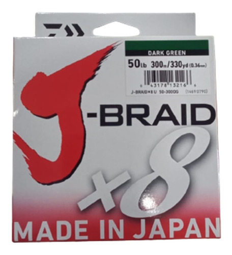 Multifilamento Daiwa J-braid X8 50 Lbs 300 Mt 8 Hebras Japon