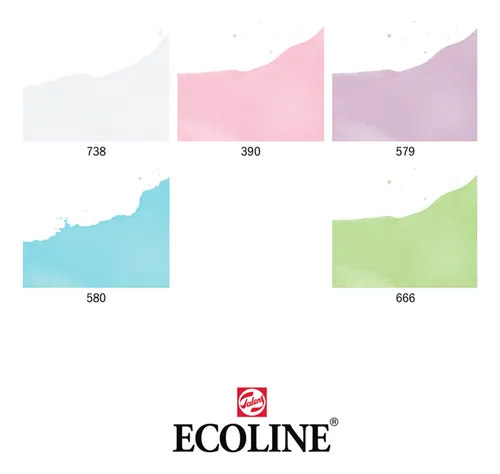 Set Plumones Punta Pincel Ecoline (5 Colores Pastel)