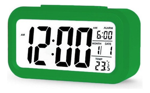 Reloj Despertador Digital Luz Lcd Temperatura Fecha 62115 Color Verde