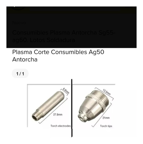 Consumibles Plasma Antorcha Sg55-ag60. Lotos  Soldadura