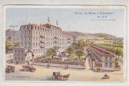 Antigua Postal Hotel De Bade & O'connor Niza Francia Vintage