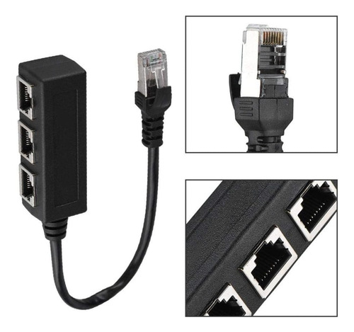 Rj45 1 A 3 Puertos Ethernet Lan Divisor De Red Extensor