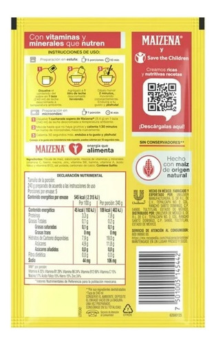 19 Pzas Fécula De Maíz Maizena Atole Fortificado Sabor Coco