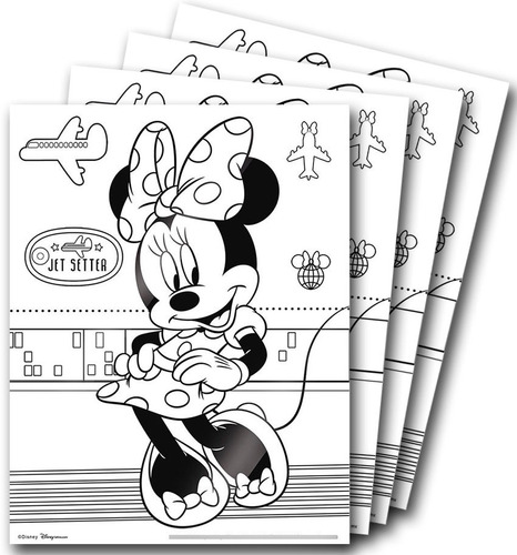 Minnie Mouse, Hoja Para Colorear, Kit De 4 Bolsas