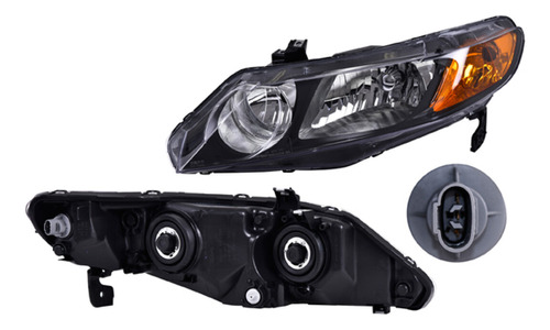 Faro Honda Civic  2006 - 2009 Izquierdo 4ptas No Hybrido Xpo