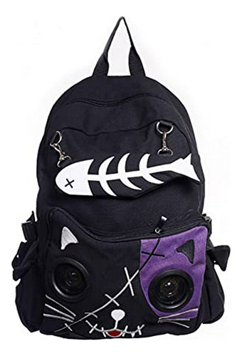 Morral Casual - Lost Queen Kitty Speaker Backpack (black/pur