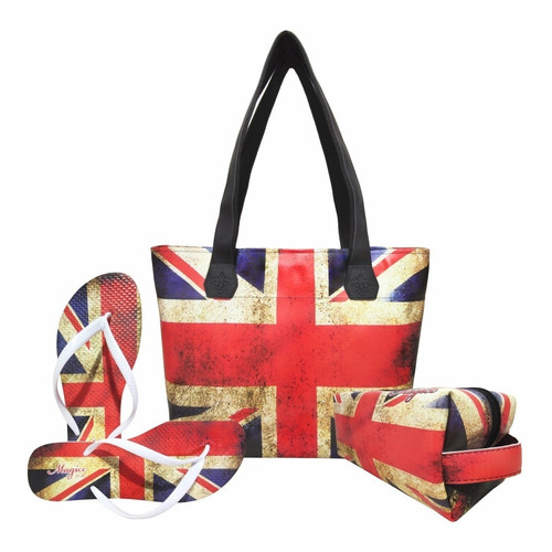 Kit Feminino Bolsa Necessaire Chinelo Inglaterra Magicc 026