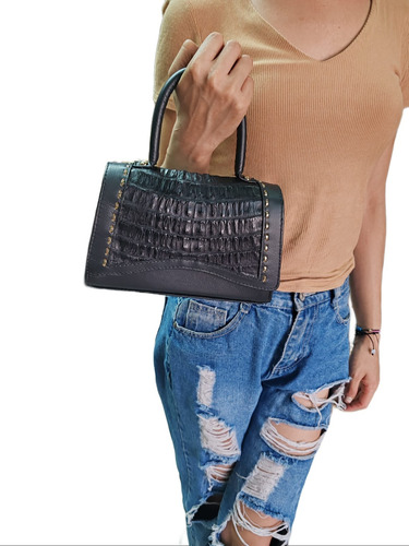 Bolso Mujer Piel Exotica Original Cocodrilo Serpiente Mantar