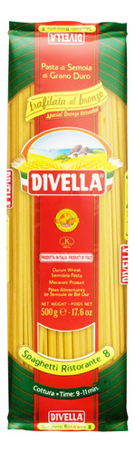 Macarrão de Sêmola Grano Duro Trafilata al Bronzo Spaghetti Ristorante 8 Divella Pacote 500g