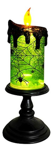 Eldnacele Halloween Snow Globe Velas Lámpara Encendida, Func