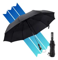 Comprar Guarda Chuva Reforçado Automático Grande Cabe Bolsa Mochila Cor Preto Liso