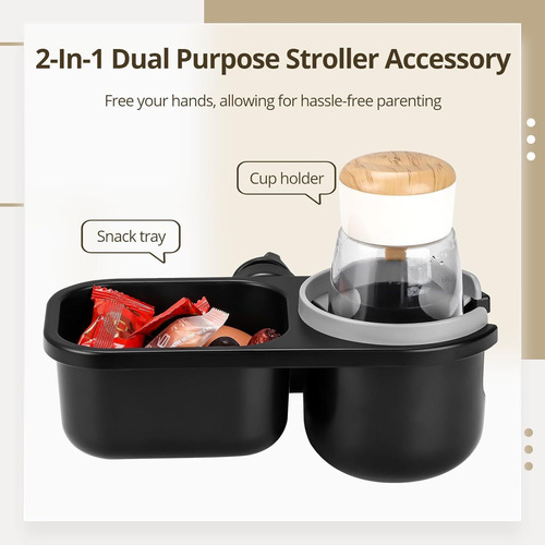 Portavasos Para Cochecito 2 En1 Con Bandeja Para Snacks 360°