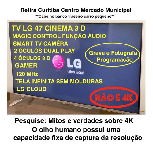 Tv47 LG Lb7000 Gamer Top Cinema 3 D Em Cuririba M. Municipal