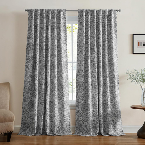 Cortina Opaca De Lino Con Forro 132 X 213 Cm Gris