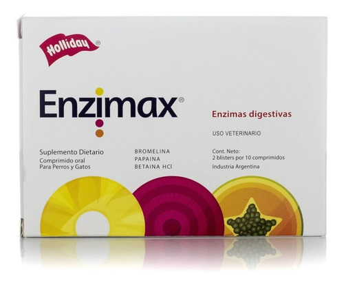 Enzimax Holliday 20 Tabs Enzimas Digestivas Perro Gato