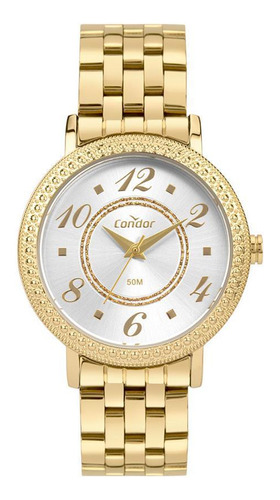 Relógio Condor Feminino Pulseira De Aço Dourado 34mm