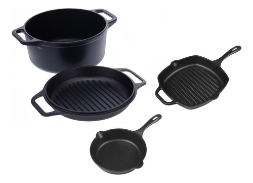 Set Sarten 16cm+ Grill + Olla Cooker Hierro Fundido Victoria