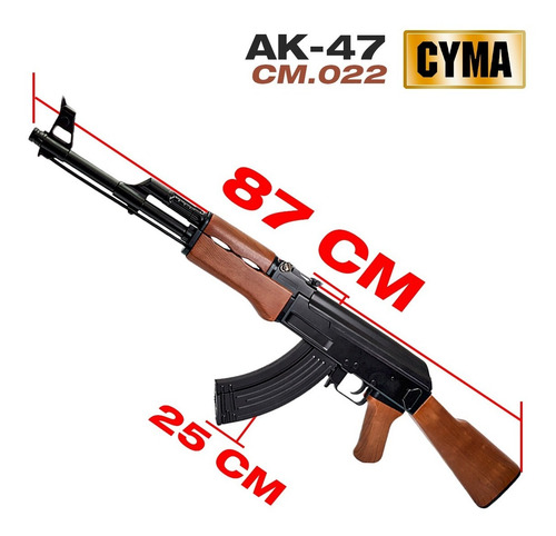 Imagen 4 de 10 de Fusil Airsoft Ak-47 Marcadora Full Auto Cm.022 Accesorios