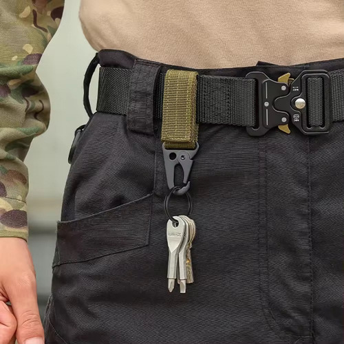 Llavero Mosqueton Táctico Militar Sist Molle Velcro Verde
