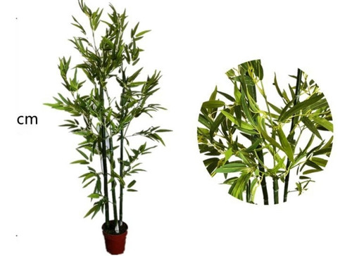 Planta Artificial Decorativa Bambú 120 Cm 3 Varas Con Maceta