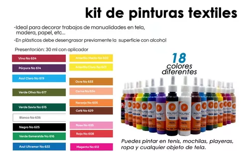 Kit De Pintura P Telas Pintar Mochilas Tenis Ropa Textiles