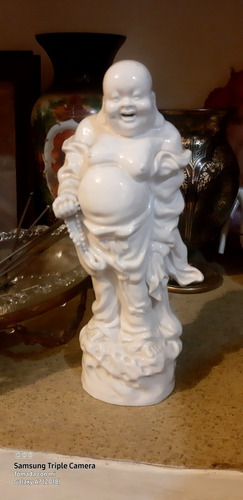 Antiguo Buda En Porcelana Blanc Des Chines 29cm 