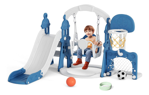 Juego De Toboganes Y Columpios Para Niños Pequeños De 1 A 3 Azul