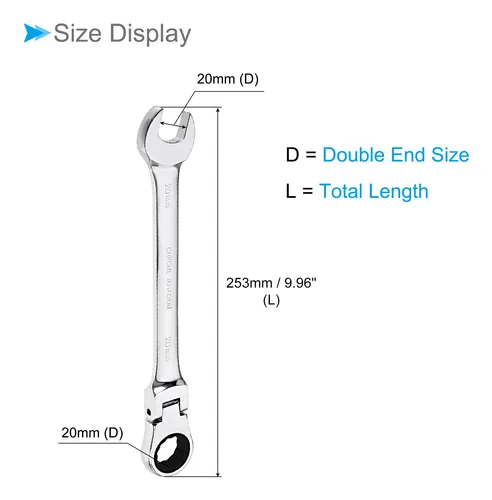 Cocud Llave De Trinquete De Cabeza Flexible, Cabeza Metrica