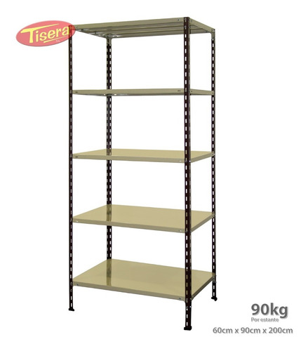Imagen 1 de 6 de Estanteria Metalica 90 60 200 Cm Tisera Oficina 90 Kg 60902p