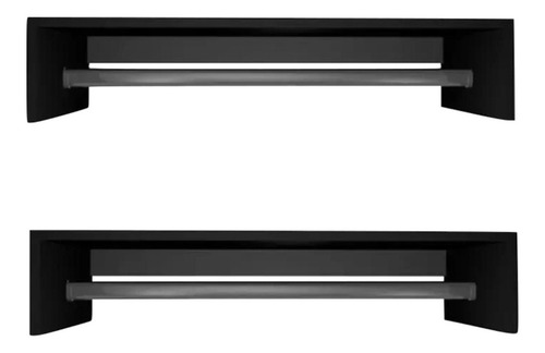 Kit 2 Closet One. Estante de pared Arara para ropa, color negro