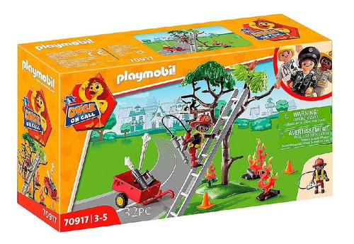 Playmobil Açao De Resgate De Fogo Resgate De Gato 70917