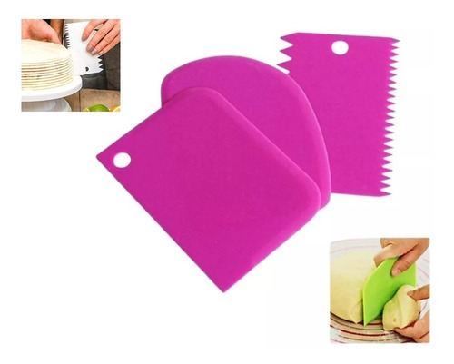 Kit 3 Espatulas Alisadoras O Raspas De Plástico Para Pastel