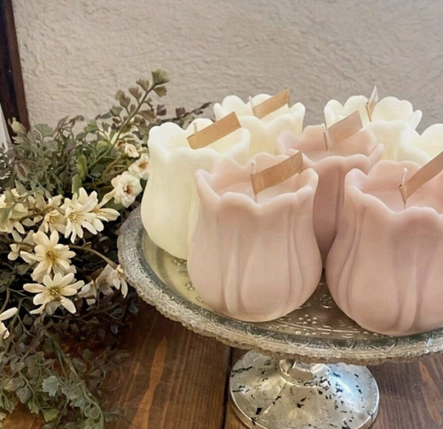 1 Molde Silicon Para Base De Vela Forma Flor De Tulipán
