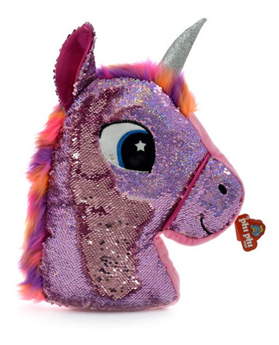 Almohadon Unicornio De Peluche Con Lentejuelas 45 Cm.