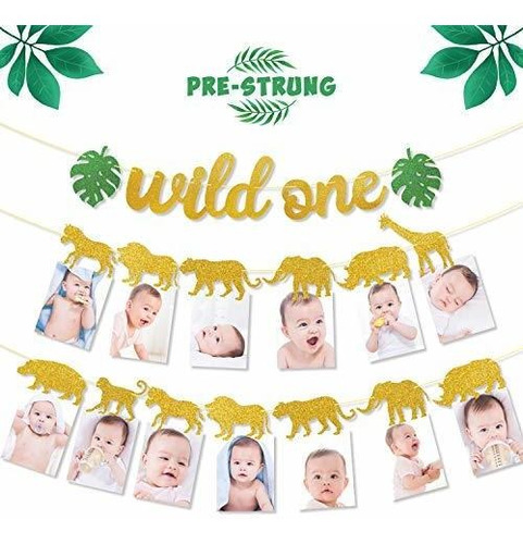 Safari Jungle Animal 1er Cumpleaños Banner Wild One Garland 