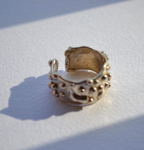 Imagen 3 de 7 de Anillo Arena, Texturas Modeladas A Mano, Macizo De Alpaca