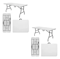 Comprar Kit 2 Mesas Dobrável Vira Maleta GardenLife Com Alça Para Camping Praia 1,80 m Cor Branco