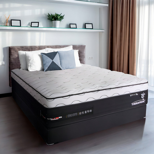 Colchón Queen Size Resortes Therapedic Baltra 33 Cm Medio Color Gris Oscuro
