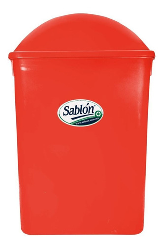 Bote De Basura 42l Tapa Balancín Lateral Color Rojo