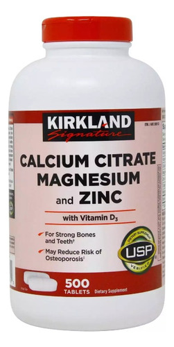 Kirkland Citrato De Calcio, Magnesio Y Zinc, 500 Tabletas 