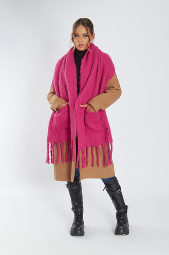 Bufanda Con Bolsillos Pashmina Manton Ruana Colores Kophiphi Fucsia Lisa Unico