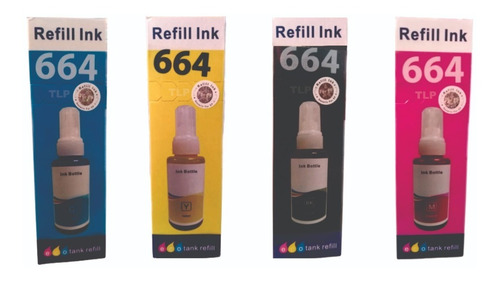 Imagen 1 de 5 de Tinta Para Impresoras Dye Serie L Modelo 664 Genérica Cmyk