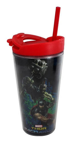 Imagem 2 de 4 de Copo Marvel Thor Ragnaeok Com Canudo Zona Criativa